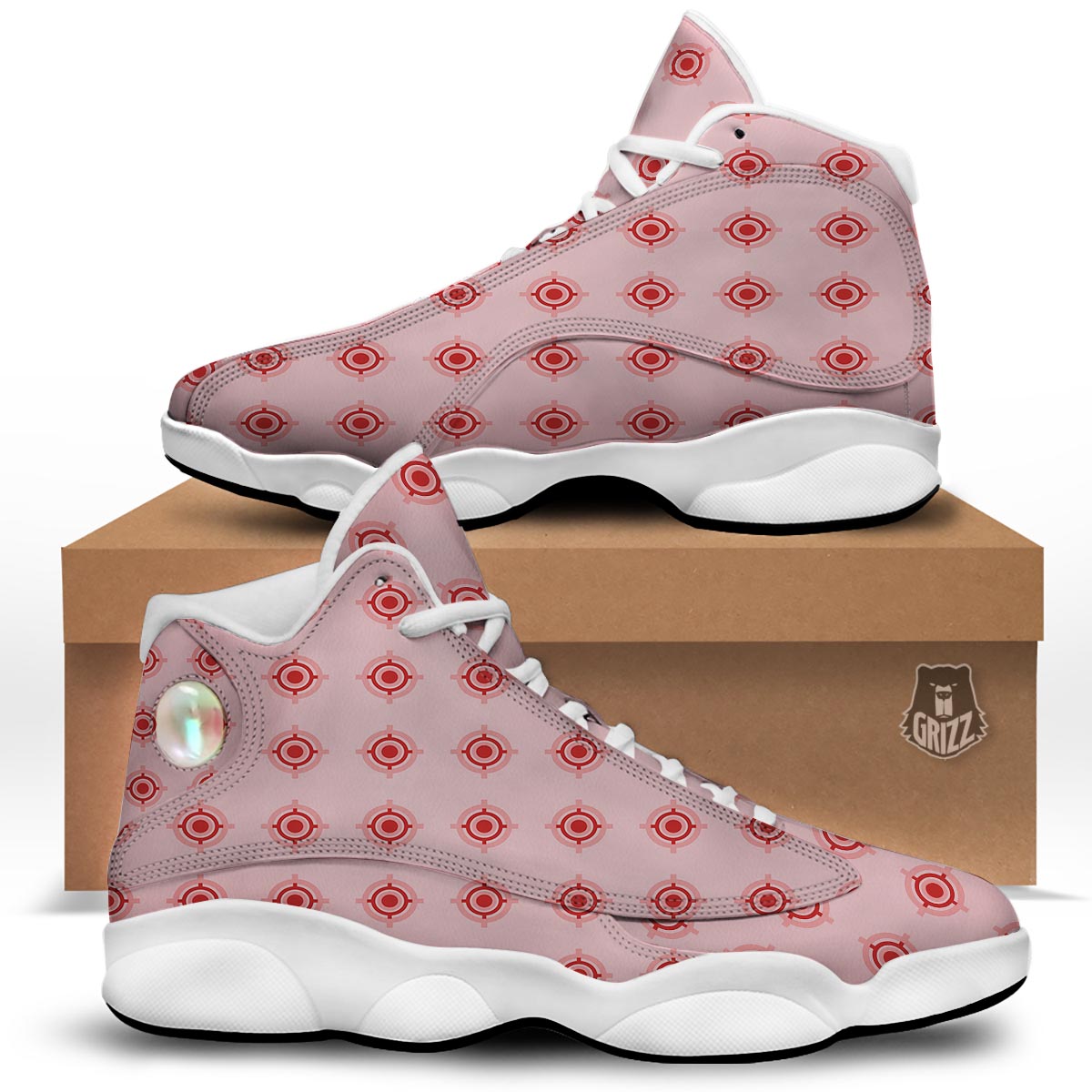 Sight Red Gun Print Pattern White Basketball Shoes-grizzshop