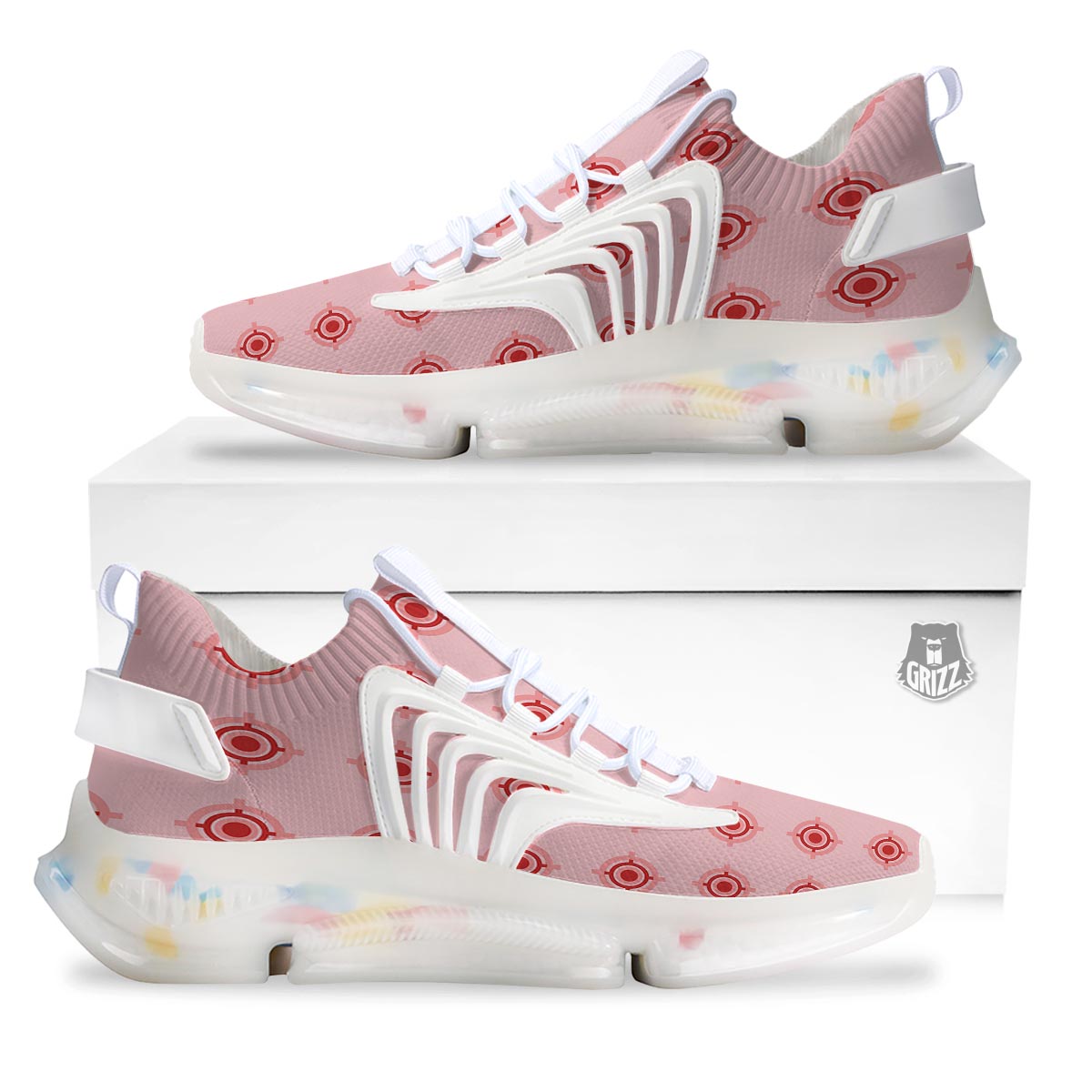 Sight Red Gun Print Pattern White Gym Shoes-grizzshop