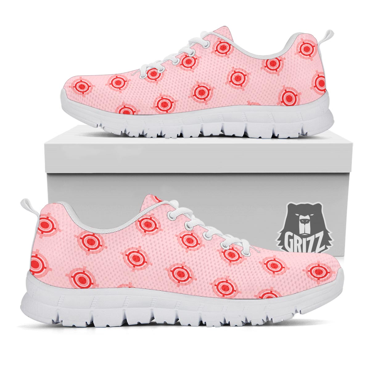 Sight Red Gun Print Pattern White Sneaker-grizzshop