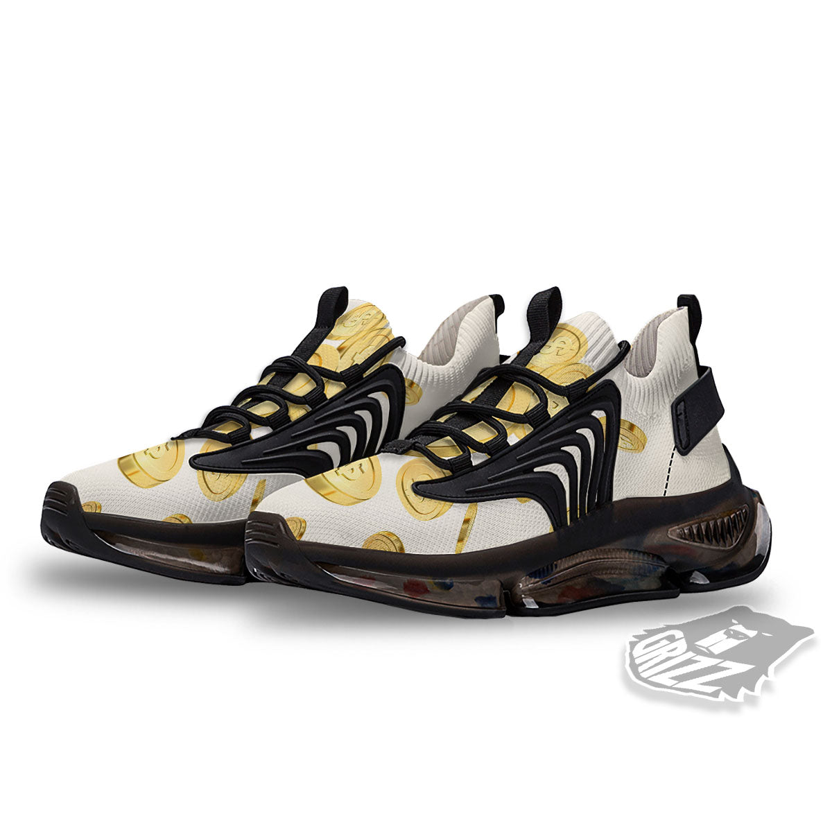 Sign Explosion Golden Dollar Print Black Gym Shoes-grizzshop
