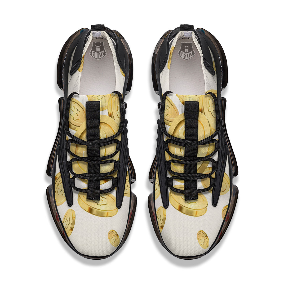 Sign Explosion Golden Dollar Print Black Gym Shoes-grizzshop