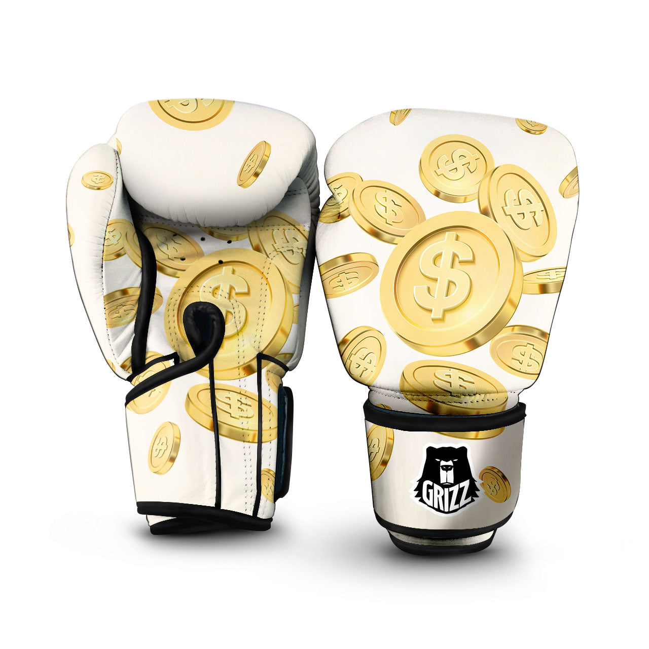 Sign Explosion Golden Dollar Print Boxing Gloves-grizzshop