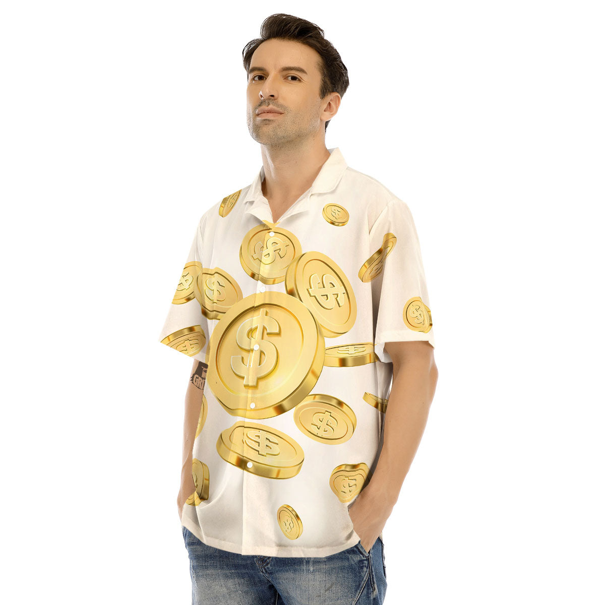 Sign Explosion Golden Dollar Print Men's Hawaiian Shirt-grizzshop