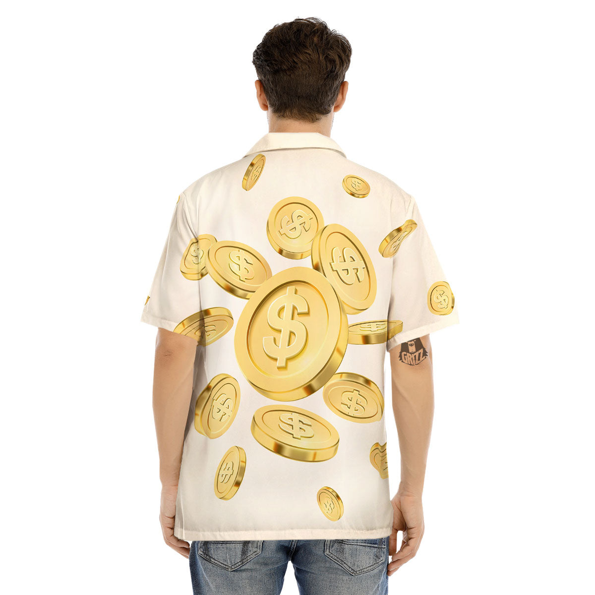 Sign Explosion Golden Dollar Print Men's Hawaiian Shirt-grizzshop