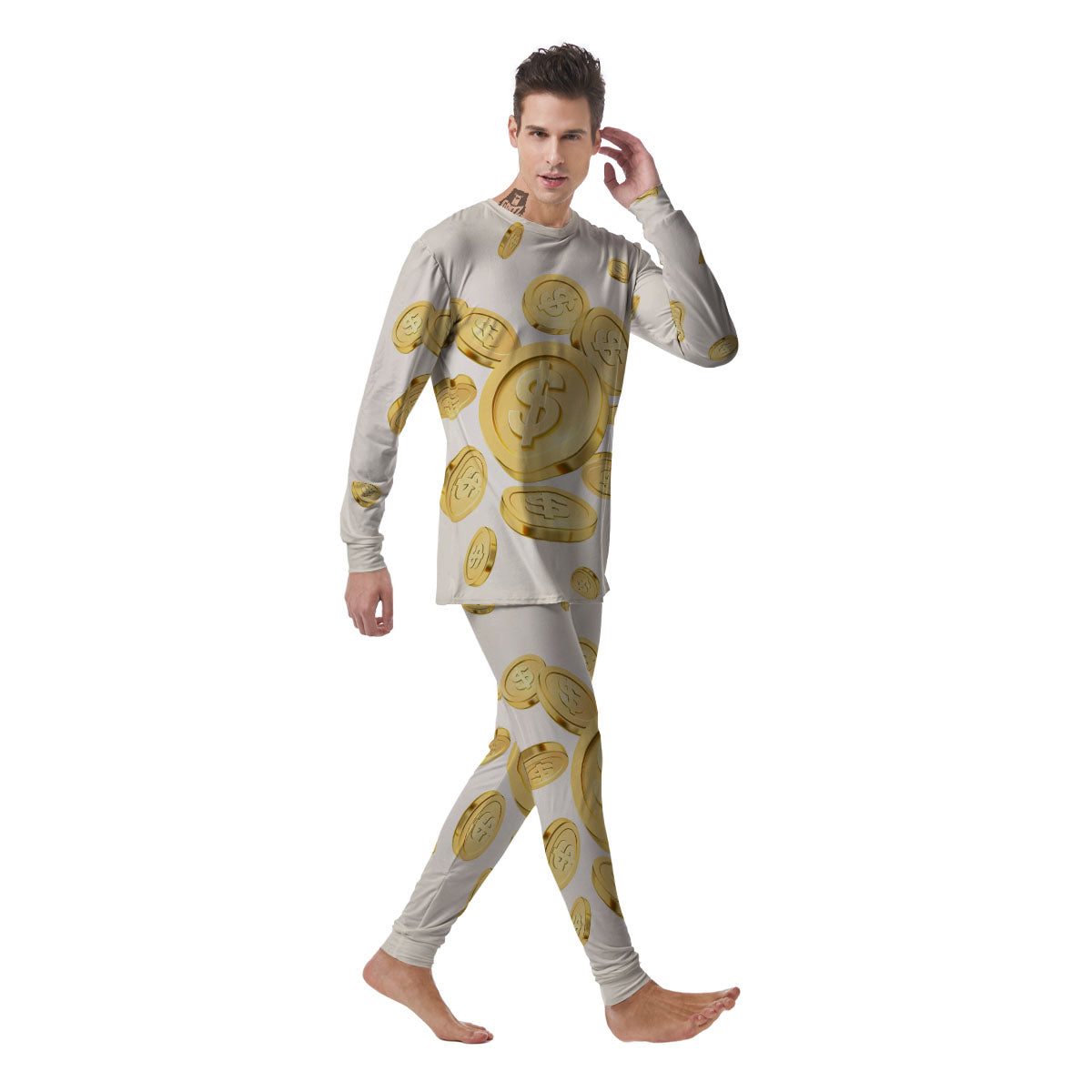 Sign Explosion Golden Dollar Print Men's Pajamas-grizzshop