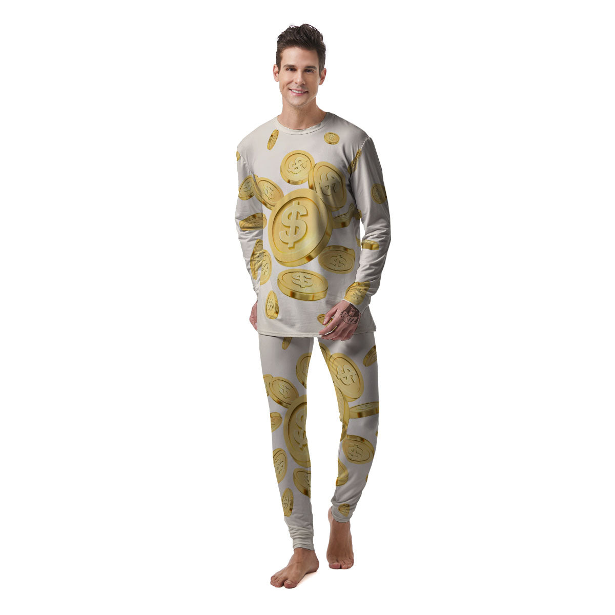 Sign Explosion Golden Dollar Print Men's Pajamas-grizzshop