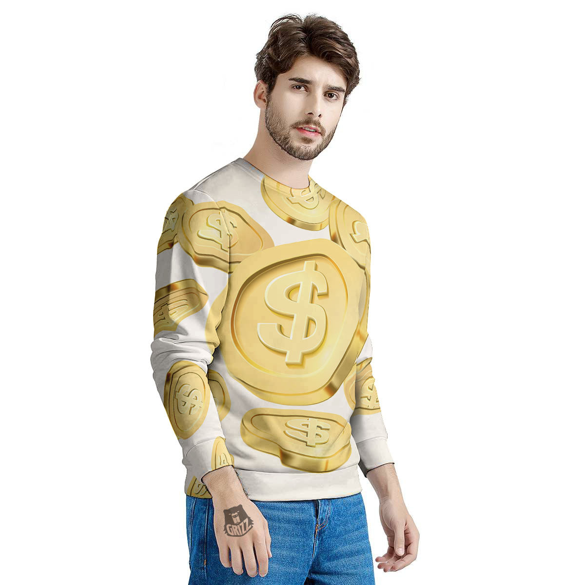 Sign Explosion Golden Dollar Print Men's Sweatshirt-grizzshop