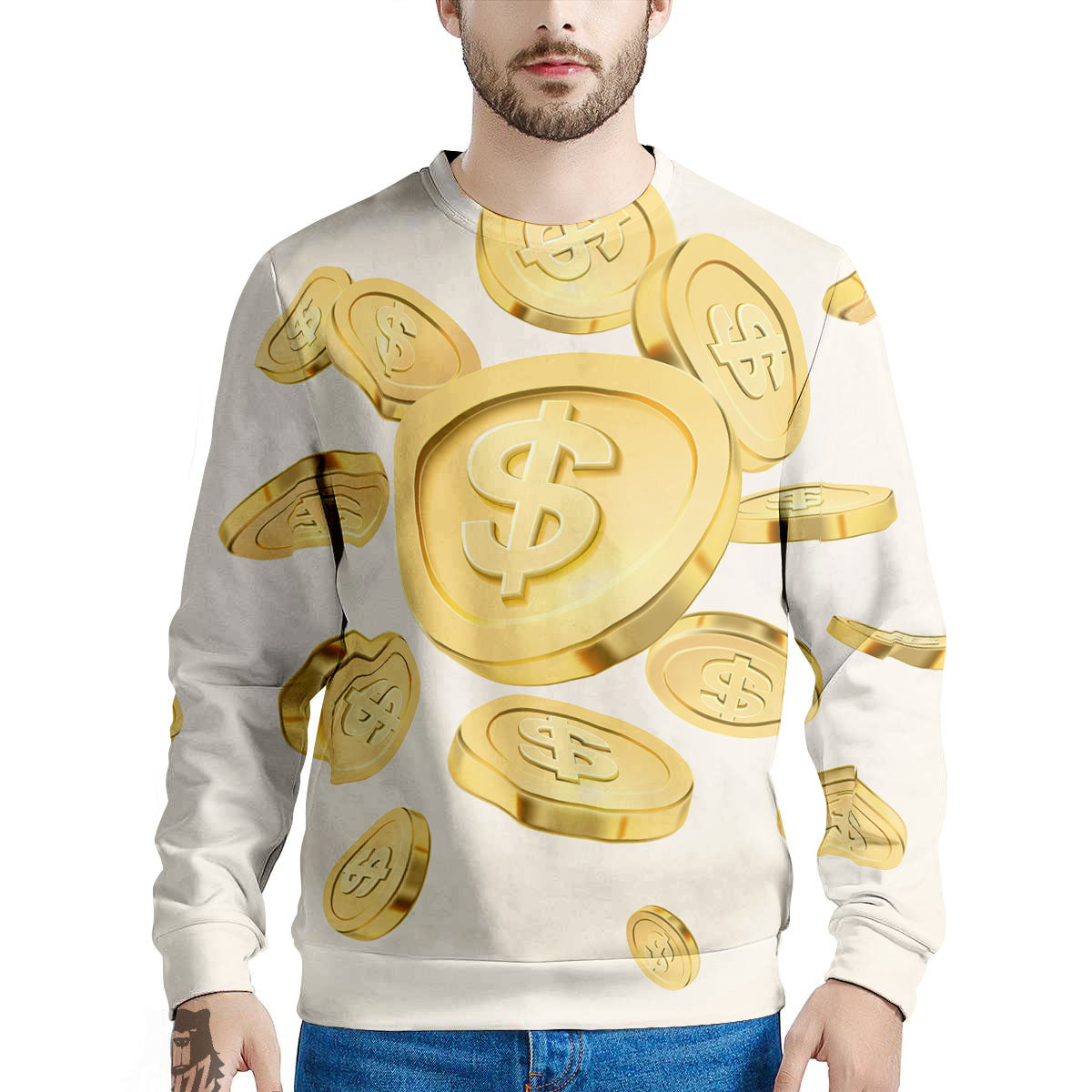 Sign Explosion Golden Dollar Print Men's Sweatshirt-grizzshop