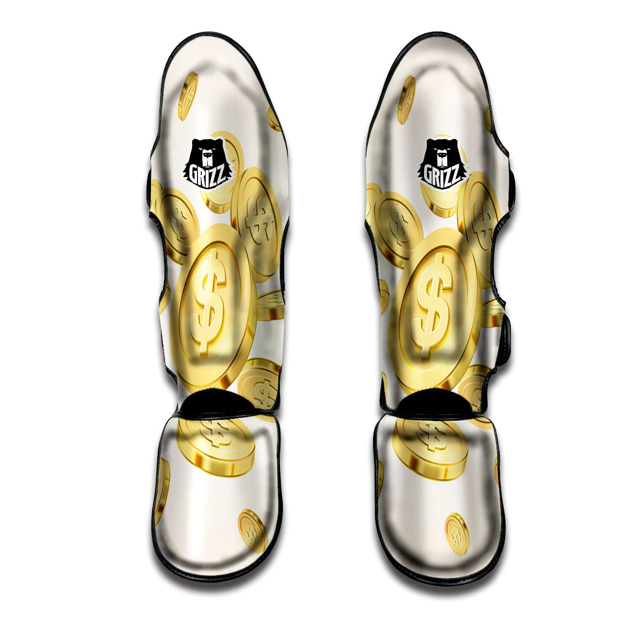Sign Explosion Golden Dollar Print Muay Thai Shin Guards-grizzshop