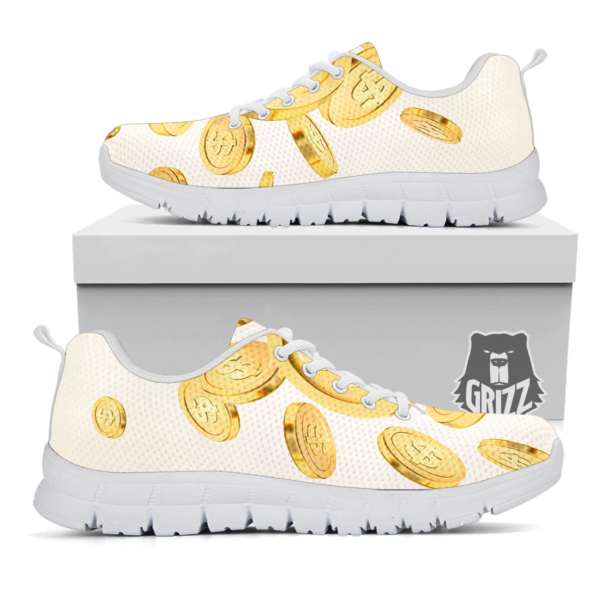 Sign Explosion Golden Dollar Print White Sneaker-grizzshop