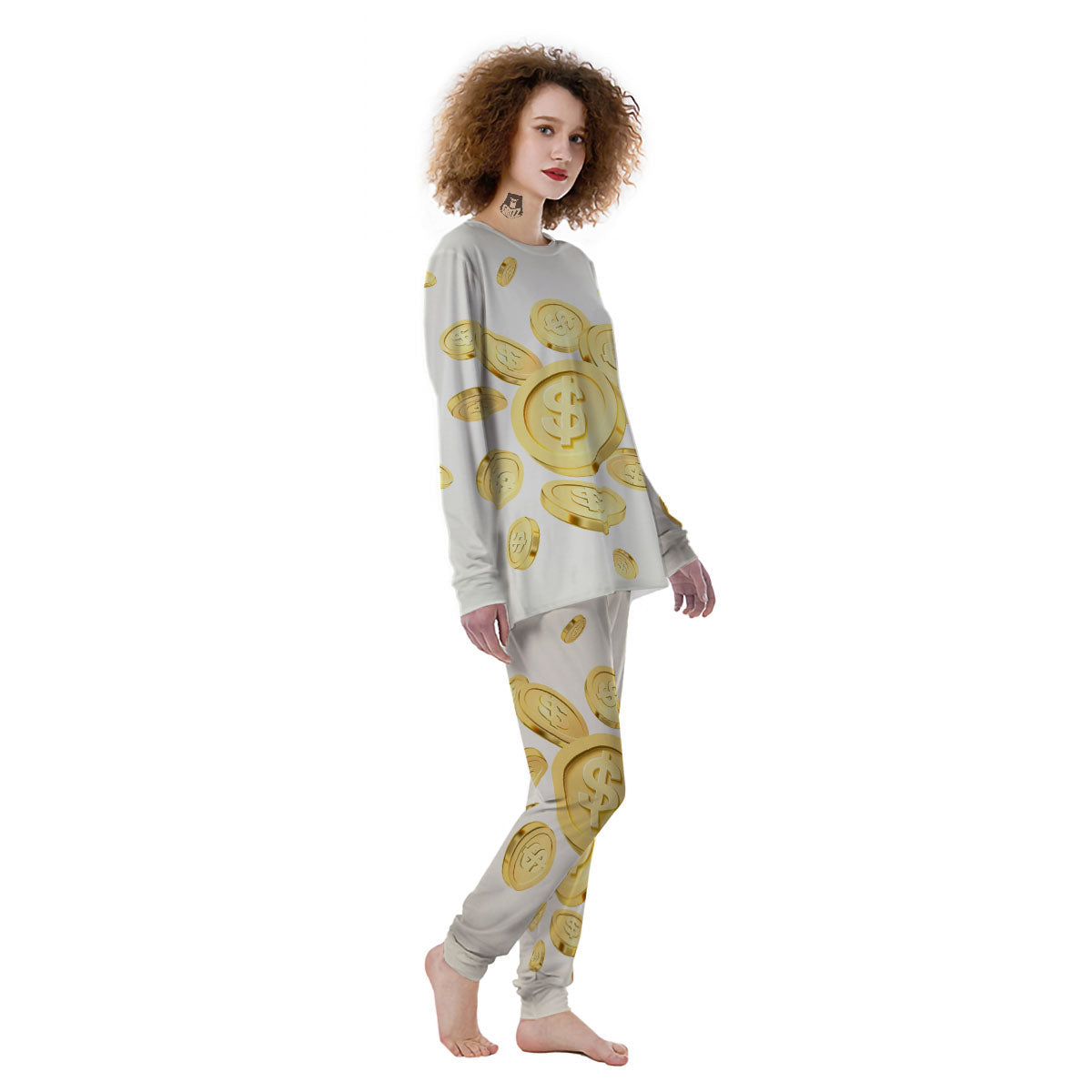 Sign Explosion Golden Dollar Print Women's Pajamas-grizzshop
