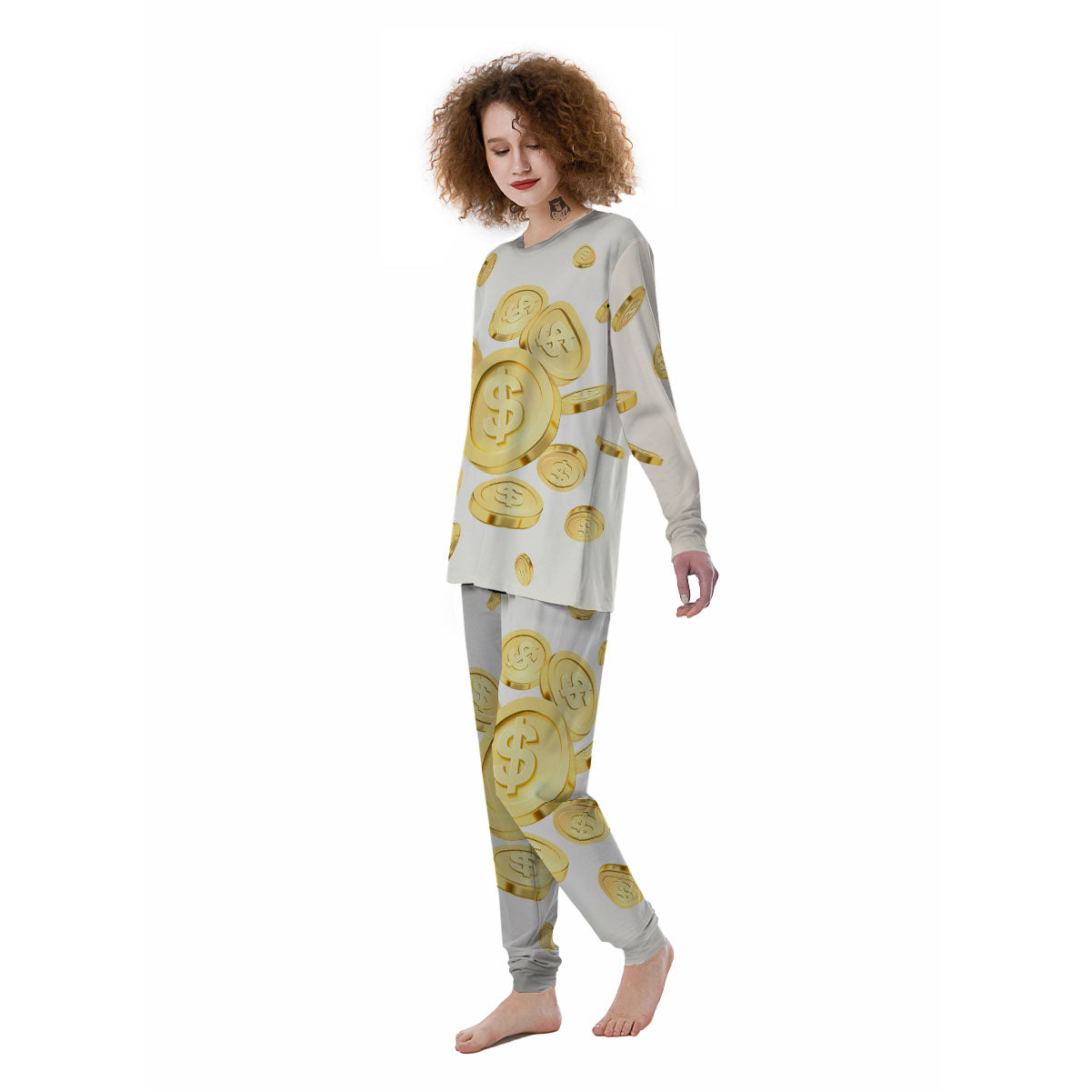 Sign Explosion Golden Dollar Print Women's Pajamas-grizzshop