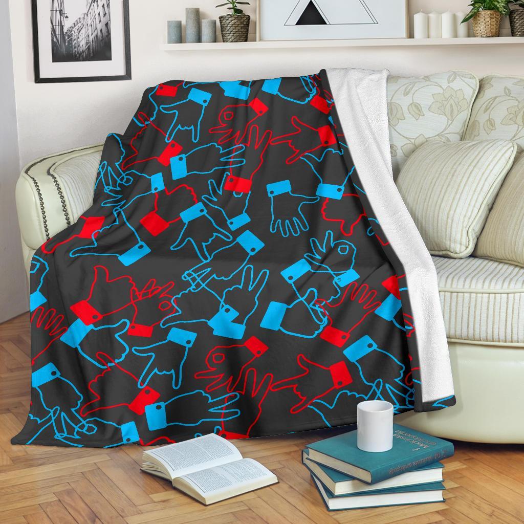 Sign Language Pattern Print Blanket-grizzshop