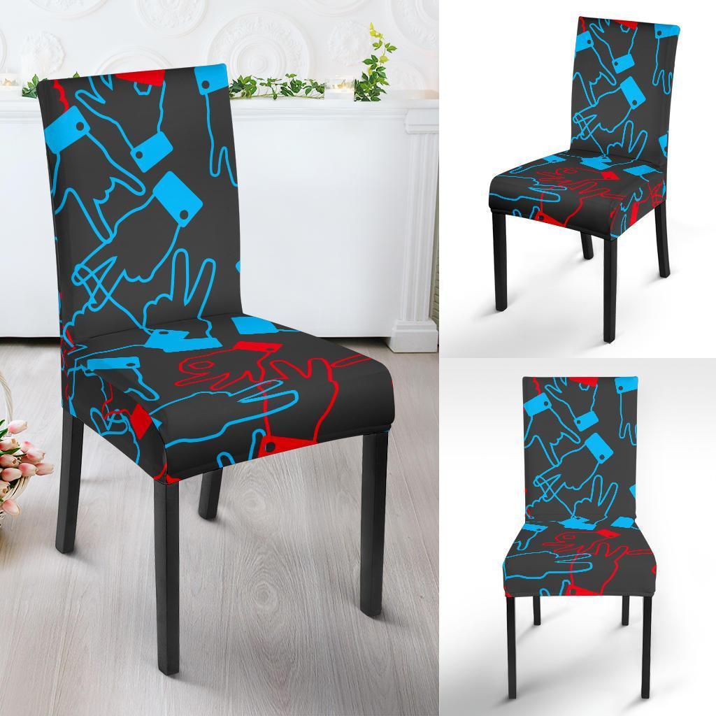 Sign Language Pattern Print Chair Cover-grizzshop