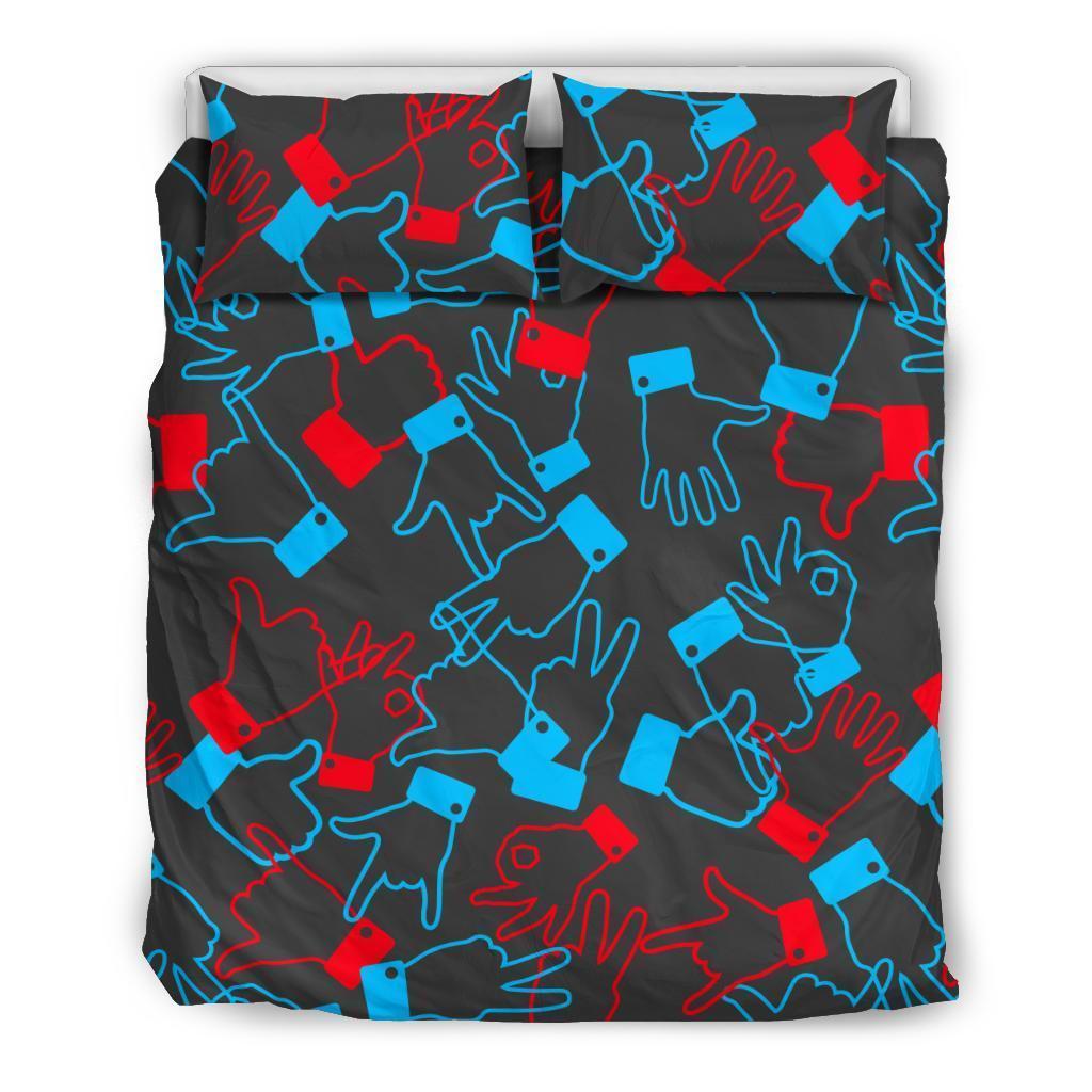 Sign Language Pattern Print Duvet Cover Bedding Set-grizzshop