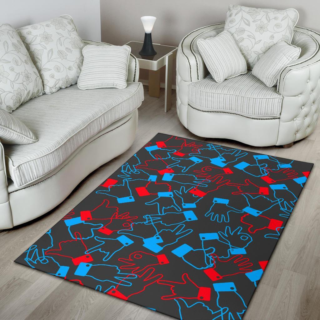 Sign Language Pattern Print Floor Mat-grizzshop