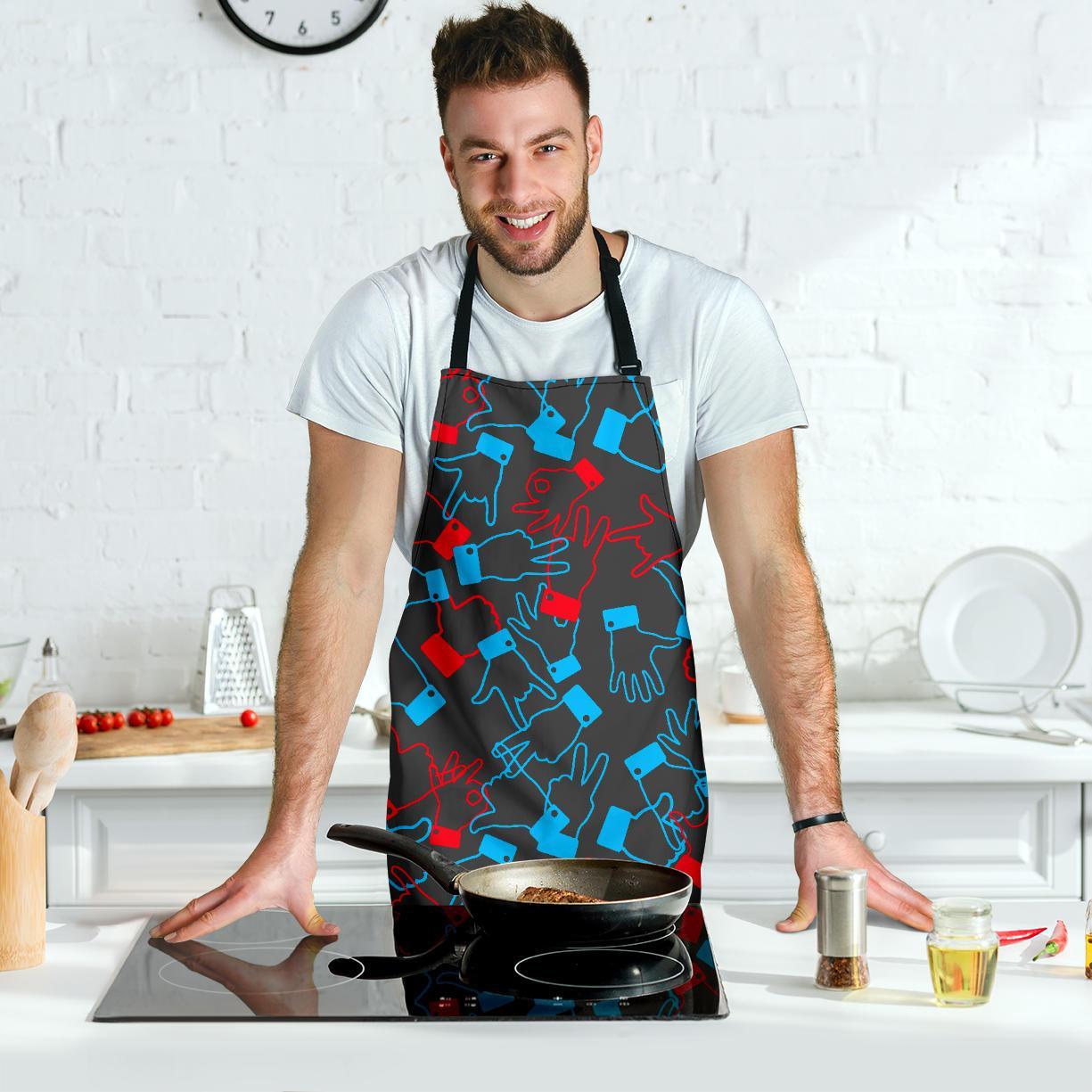 Sign Language Pattern Print Men's Apron-grizzshop