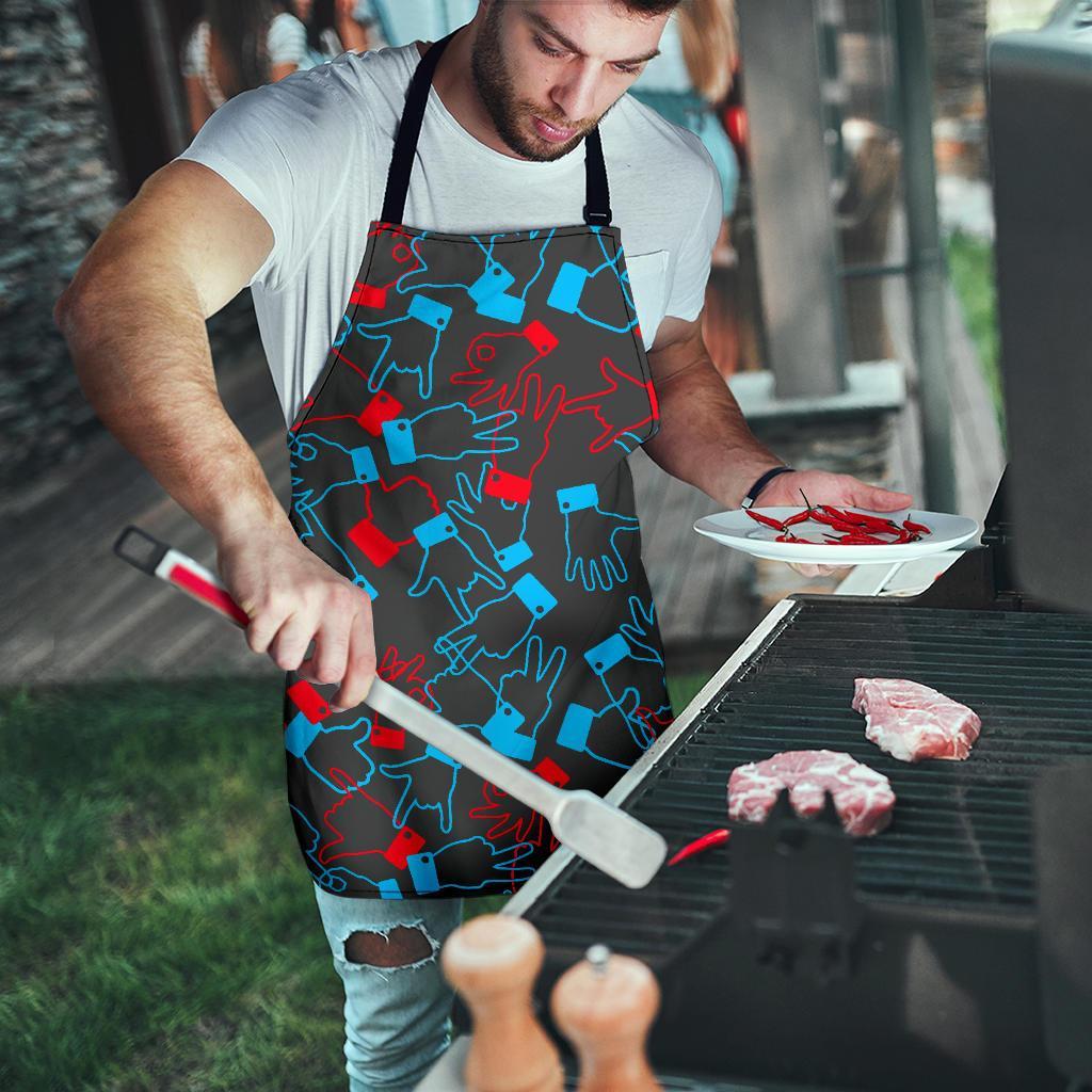 Sign Language Pattern Print Men's Apron-grizzshop