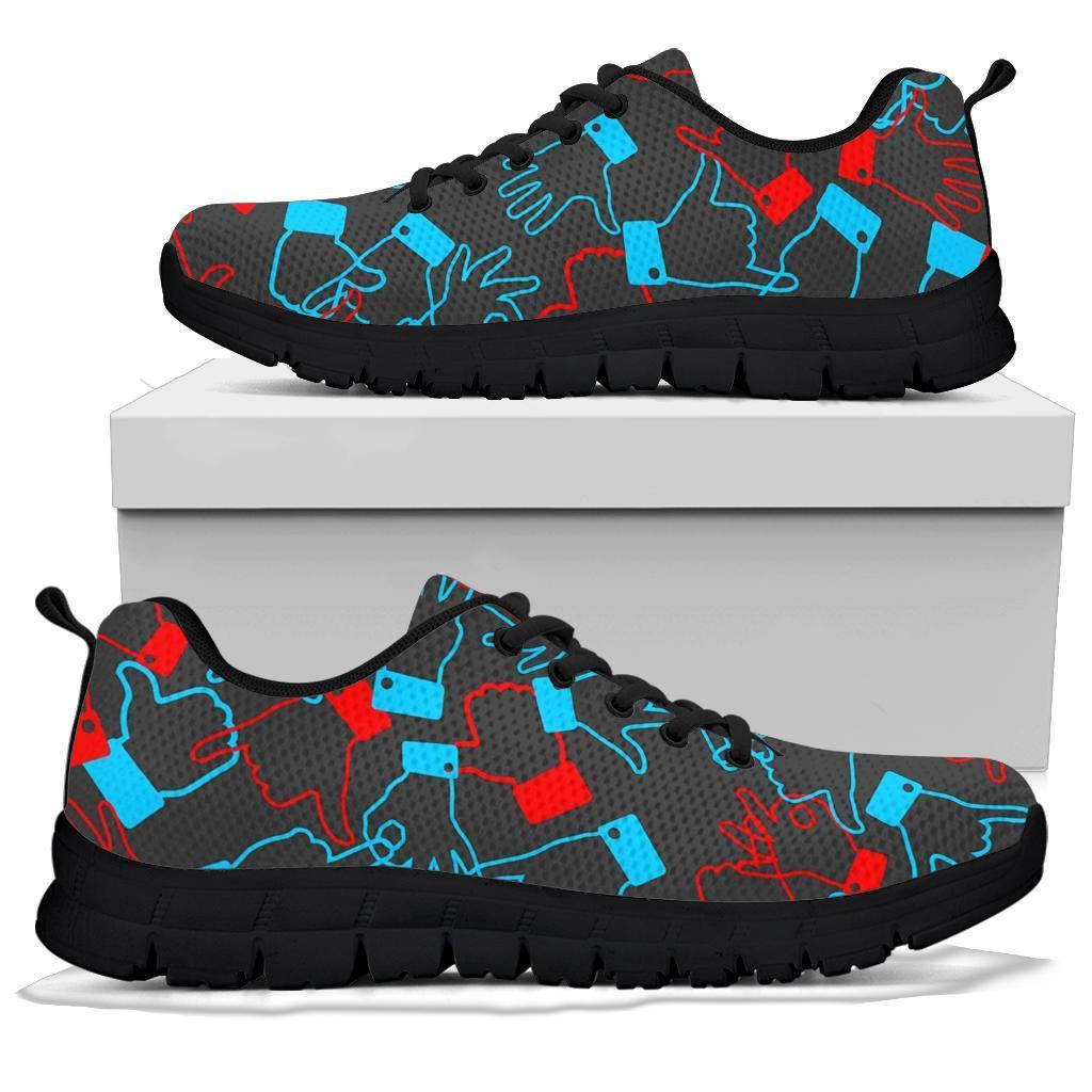 Sign Language Pattern Print Sneaker Shoes For Men Women-grizzshop