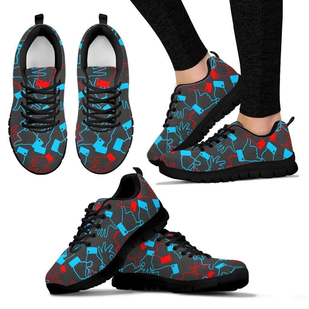 Sign Language Pattern Print Sneaker Shoes For Men Women-grizzshop