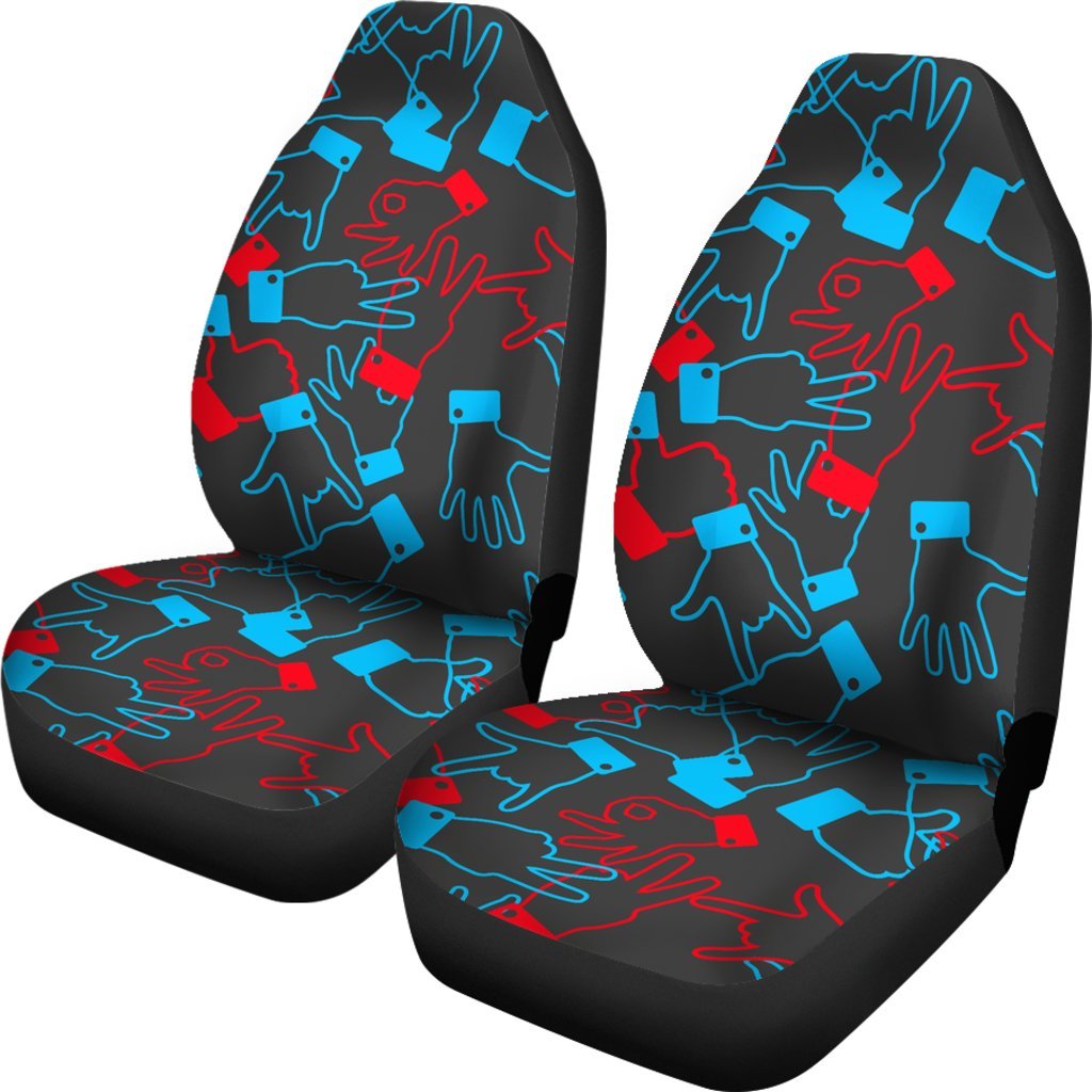 Sign Language Pattern Print Universal Fit Car Seat Covers-grizzshop