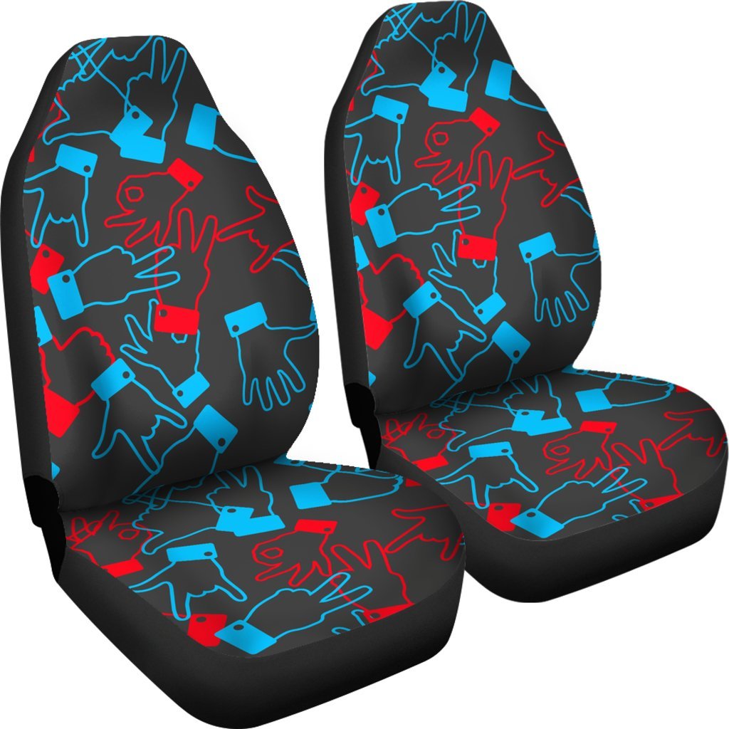 Sign Language Pattern Print Universal Fit Car Seat Covers-grizzshop