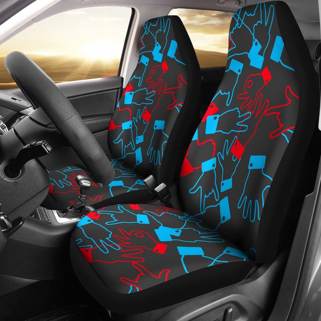 Sign Language Pattern Print Universal Fit Car Seat Covers-grizzshop