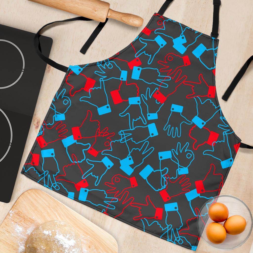 Sign Language Pattern Print Women's Apron-grizzshop