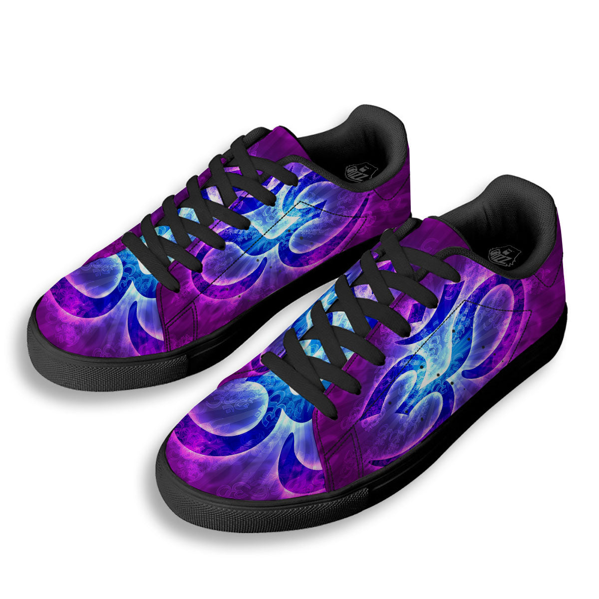 Sign Om Indian Print Black Low Top Sneakers-grizzshop