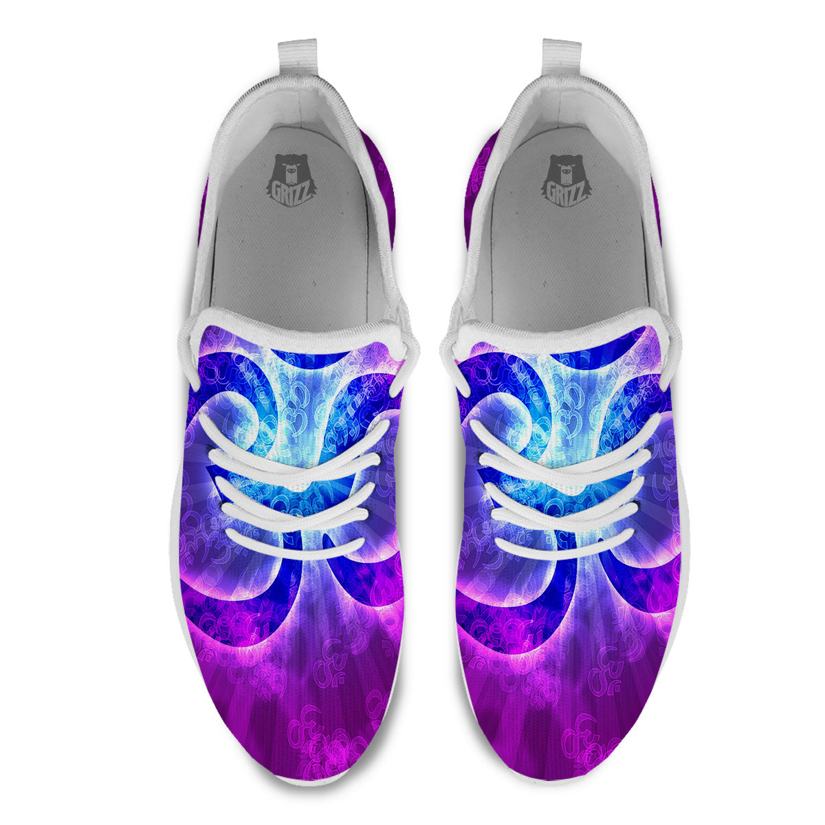 Sign Om Indian Print White Athletic Shoes-grizzshop