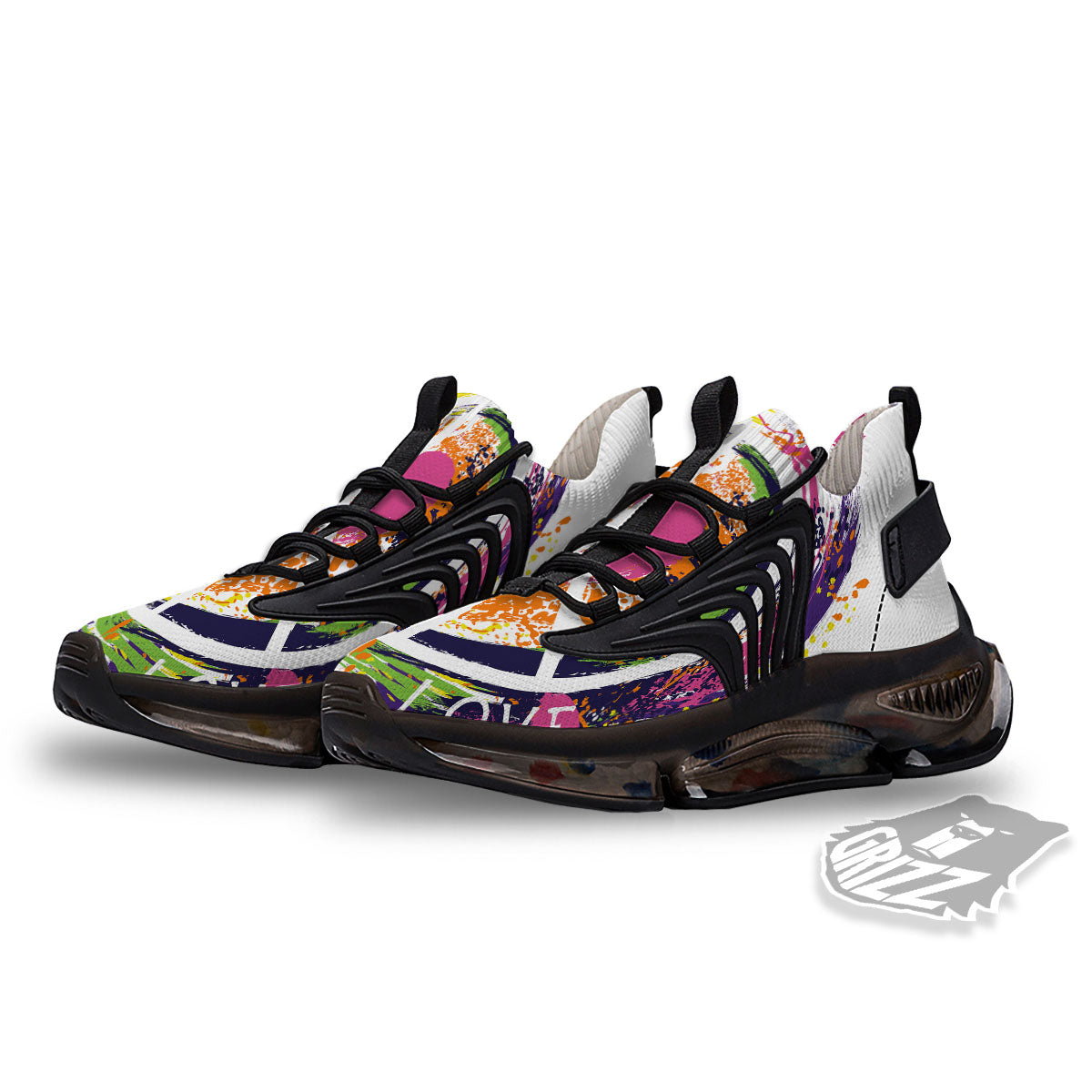 Sign Peace Rasta Print Black Gym Shoes-grizzshop