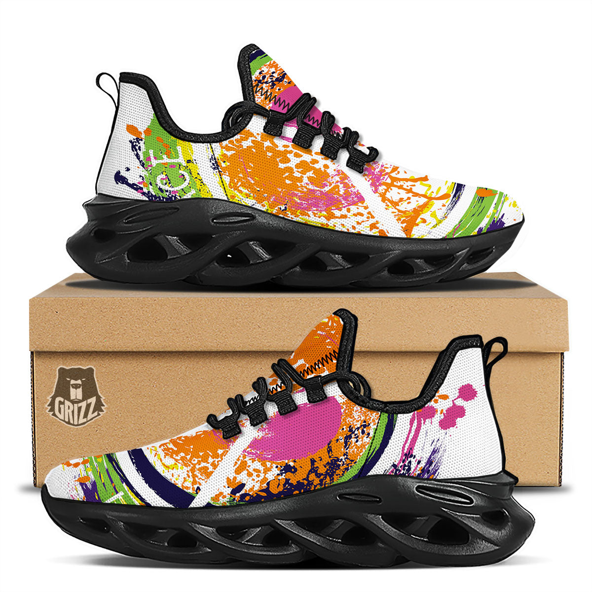 Sign Peace Rasta Print Black Running Shoes-grizzshop