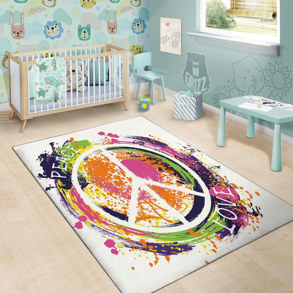 Sign Peace Rasta Print Floor Mat-grizzshop
