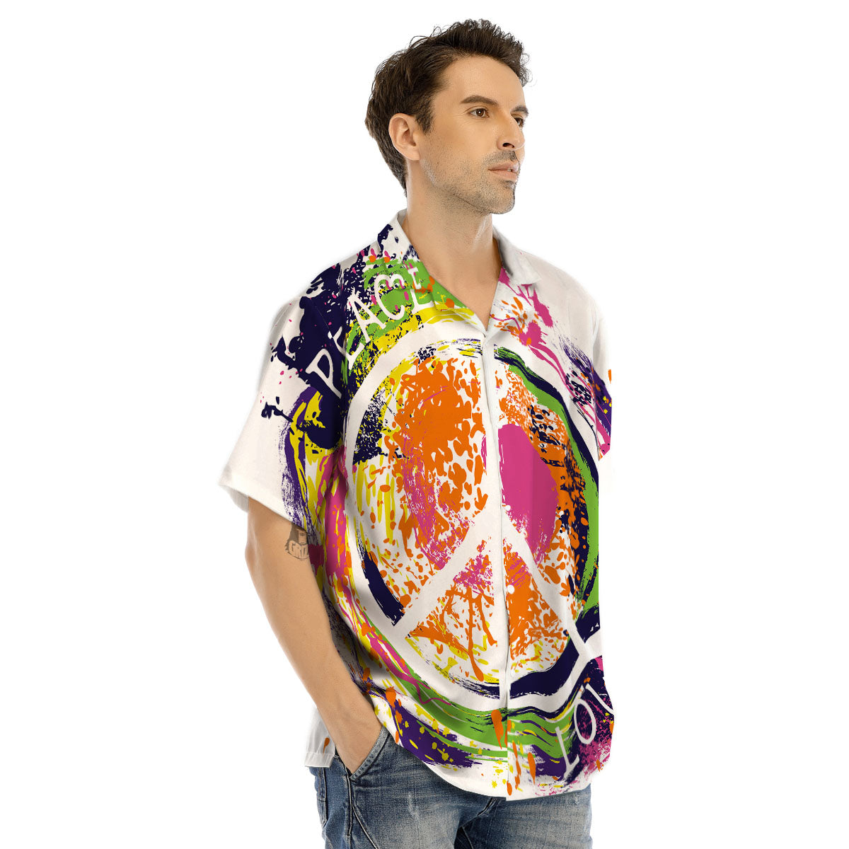 Sign Peace Rasta Print Men's Hawaiian Shirt-grizzshop