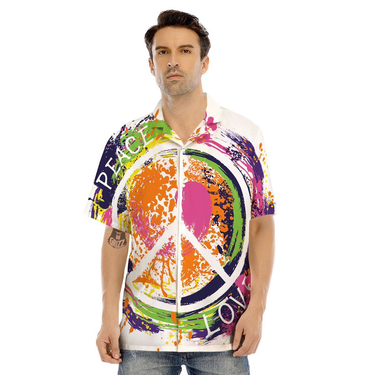 Sign Peace Rasta Print Men's Hawaiian Shirt-grizzshop