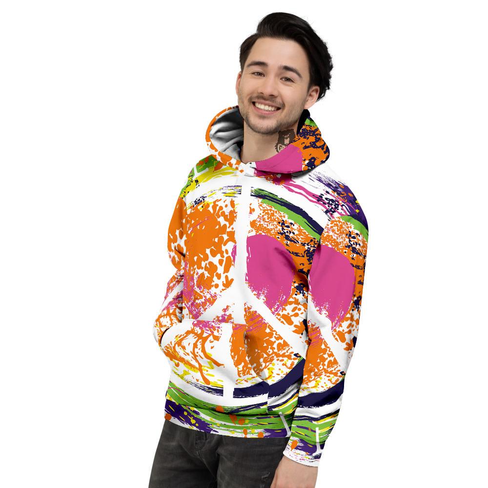 Sign Peace Rasta Print Men's Hoodie-grizzshop