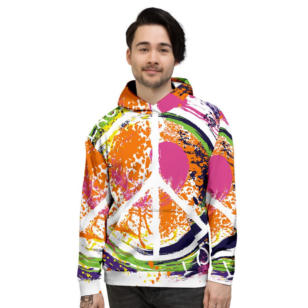 Sign Peace Rasta Print Men's Hoodie-grizzshop