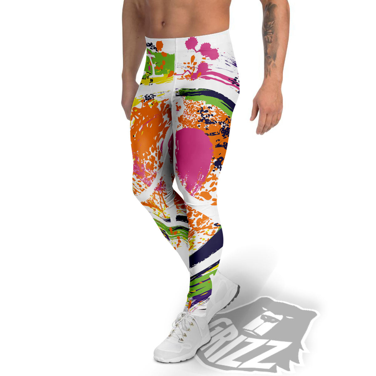 Sign Peace Rasta Print Men's Leggings-grizzshop