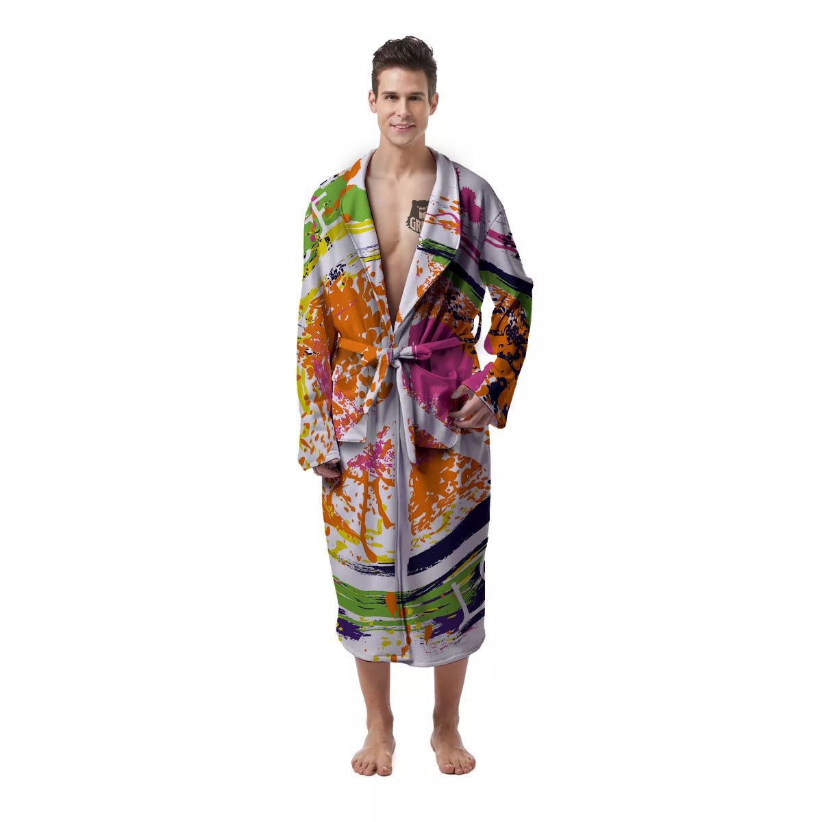 Sign Peace Rasta Print Men's Robe-grizzshop