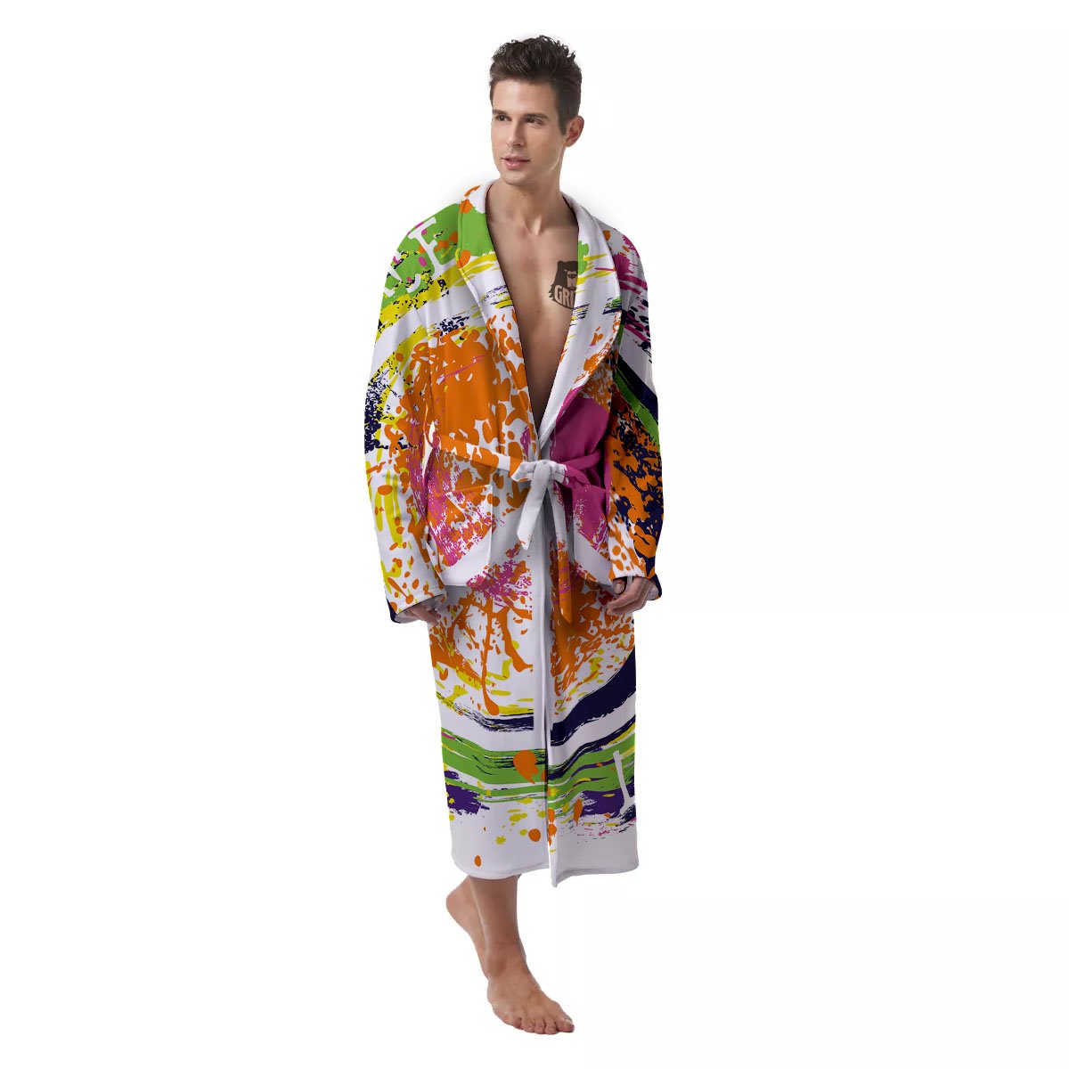 Sign Peace Rasta Print Men's Robe-grizzshop