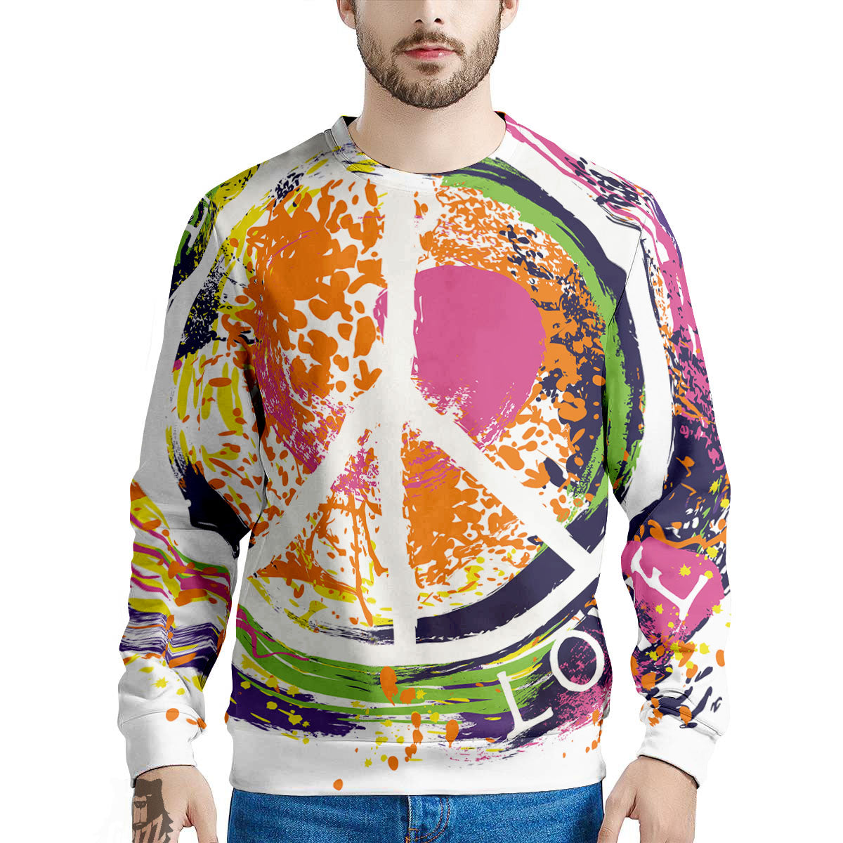 Sign Peace Rasta Print Men's Sweatshirt-grizzshop