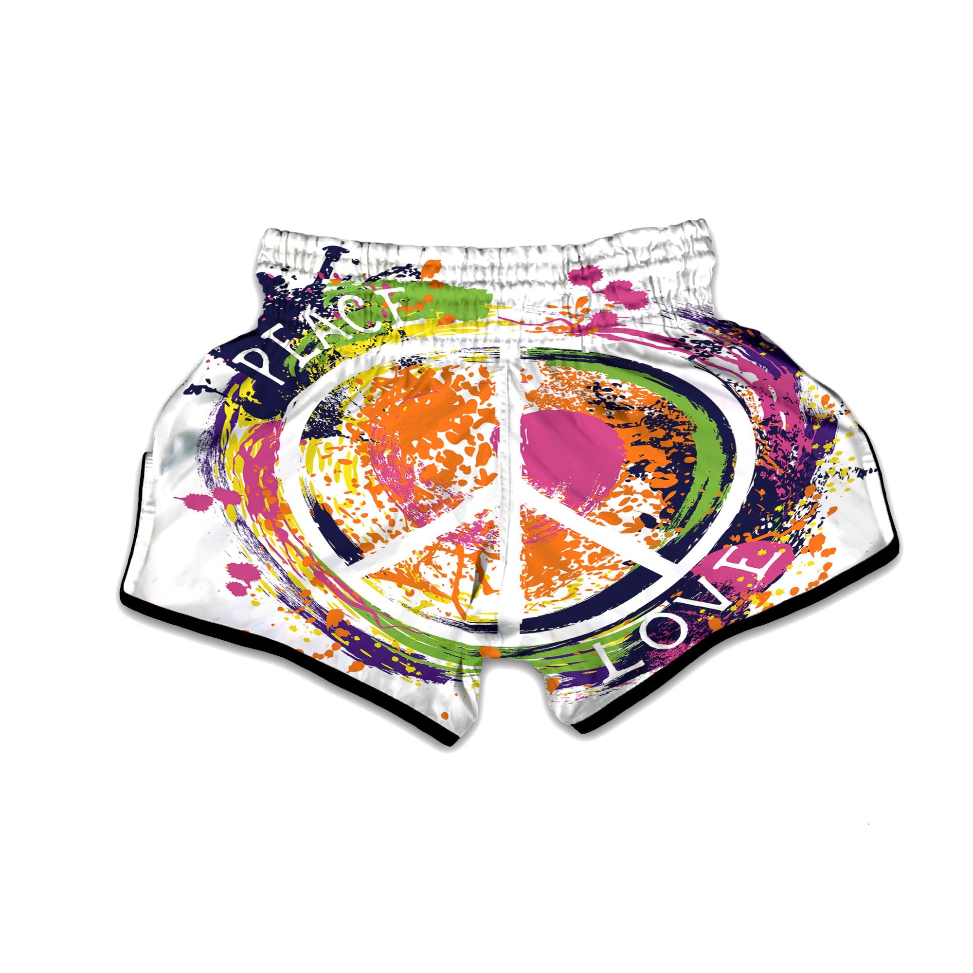 Sign Peace Rasta Print Muay Thai Boxing Shorts-grizzshop