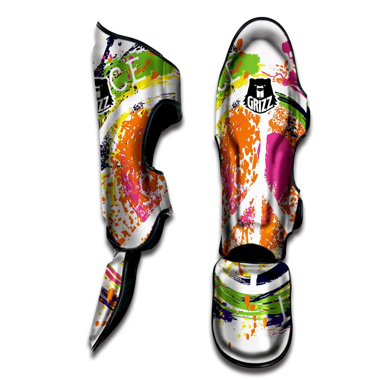 Sign Peace Rasta Print Muay Thai Shin Guards-grizzshop