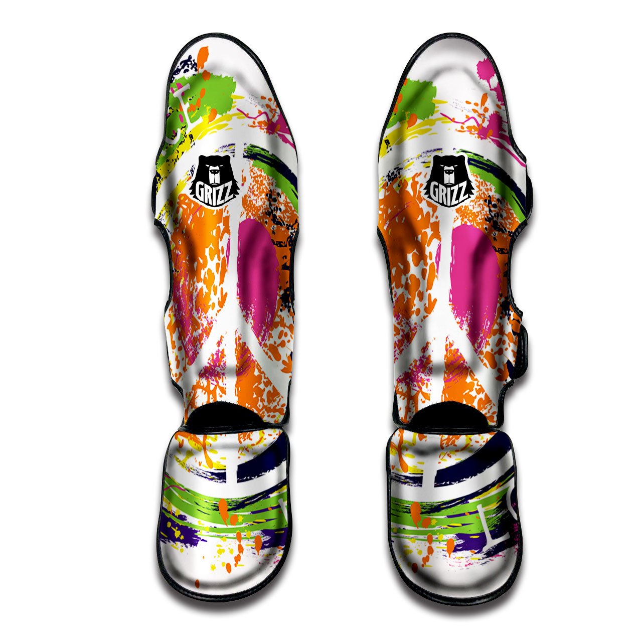 Sign Peace Rasta Print Muay Thai Shin Guards-grizzshop