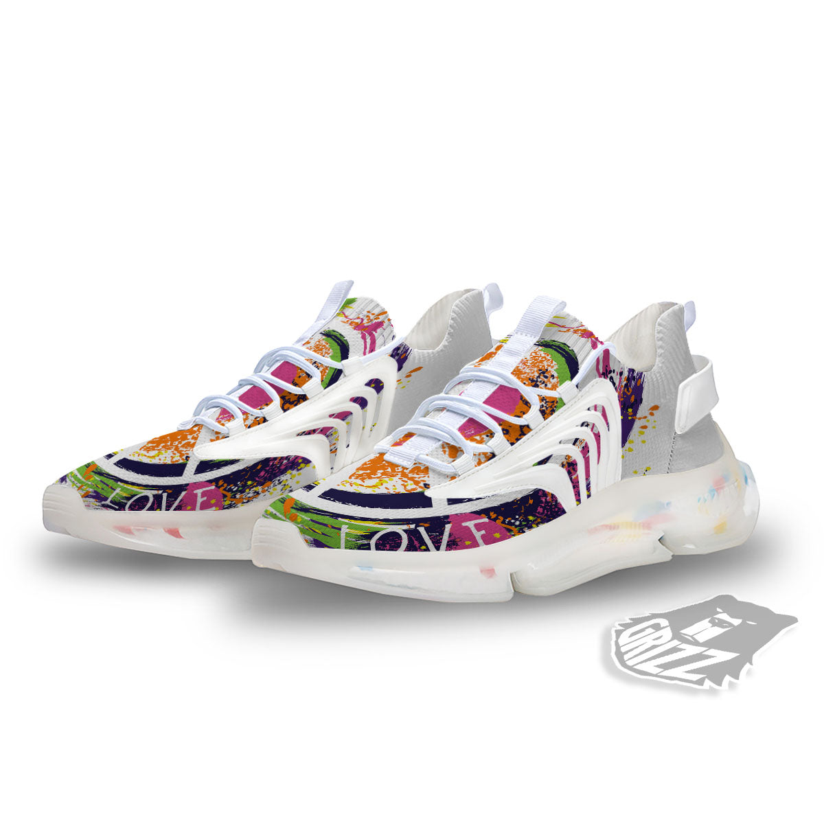 Sign Peace Rasta Print White Gym Shoes-grizzshop