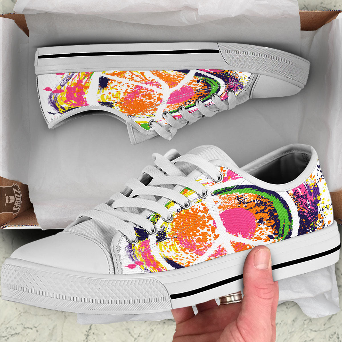 Sign Peace Rasta Print White Low Top Shoes-grizzshop