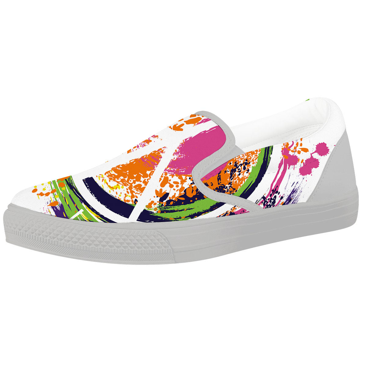 Sign Peace Rasta Print White Slip On Shoes-grizzshop