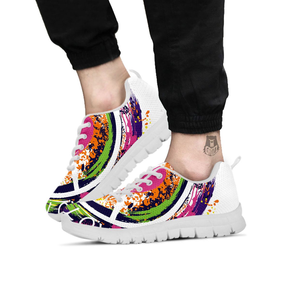 Sign Peace Rasta Print White Sneaker-grizzshop