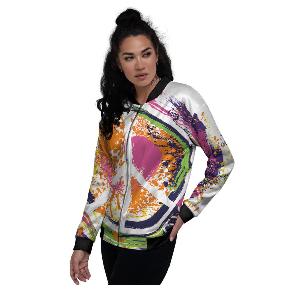 Sign Peace Rasta Print Women's Bomber Jacket-grizzshop