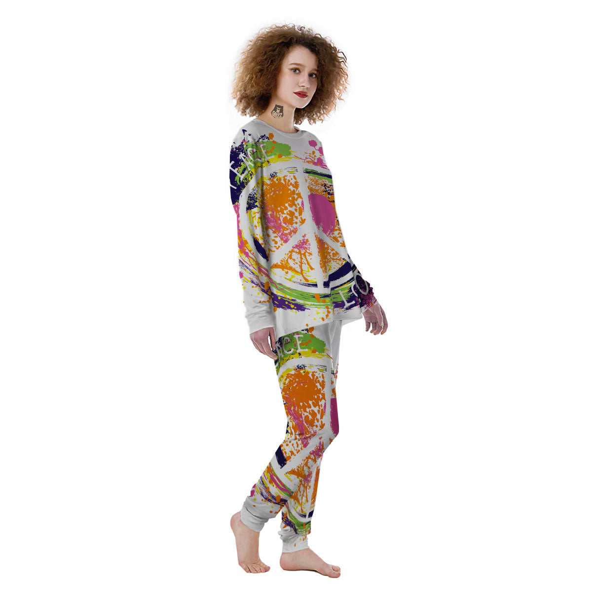 Sign Peace Rasta Print Women's Pajamas-grizzshop